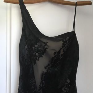 Elegant Black Velvet ABS Evening Gown